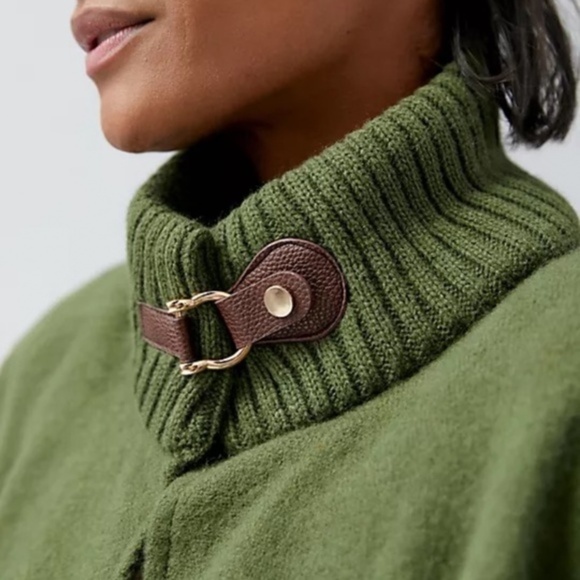 Anthropologie Fringed Funnel Neck Cape - Picture 3 of 4